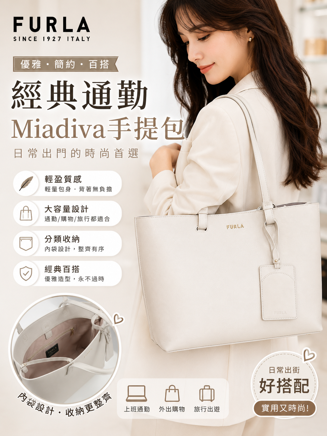 【預購】H0612104 Furla 托特包 (白色)