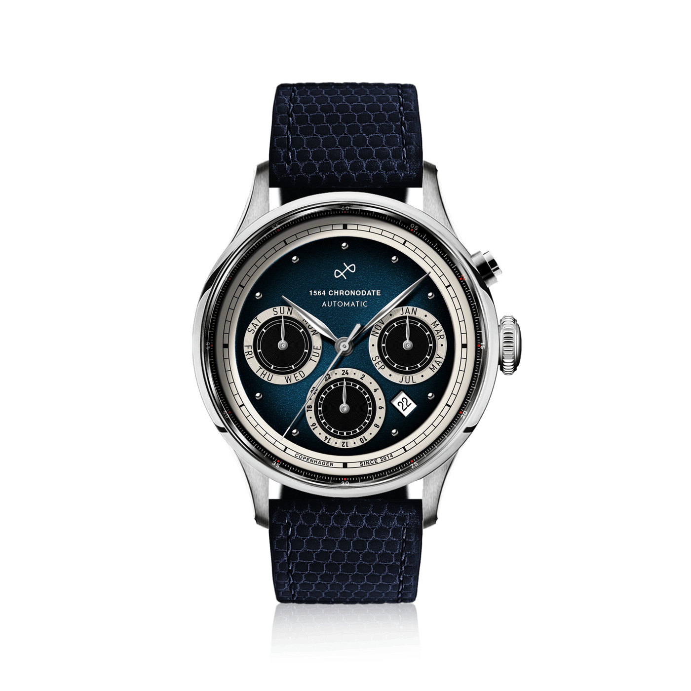 1564 Chronodate Automatic - Steel/Blue