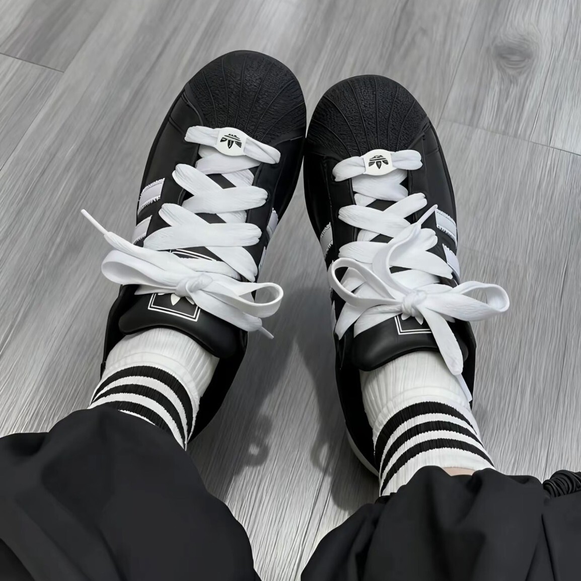 ADIDAS SUPERSTAR II 2 黑白 貝殼頭 寬鞋帶 荔枝皮 男女鞋 KK4474 VII