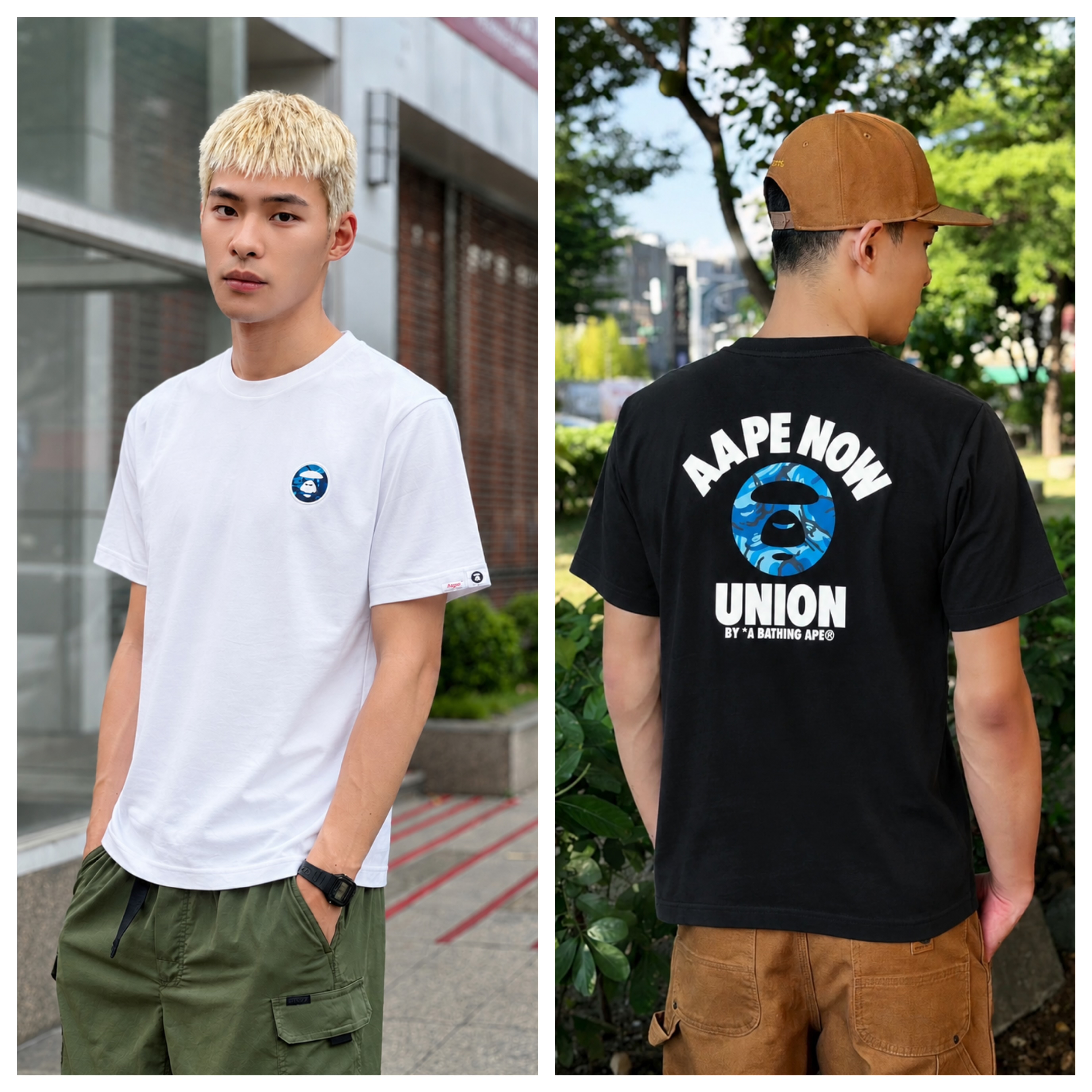 Aape 背後藍迷彩猿猴大字母 短袖上衣 短T