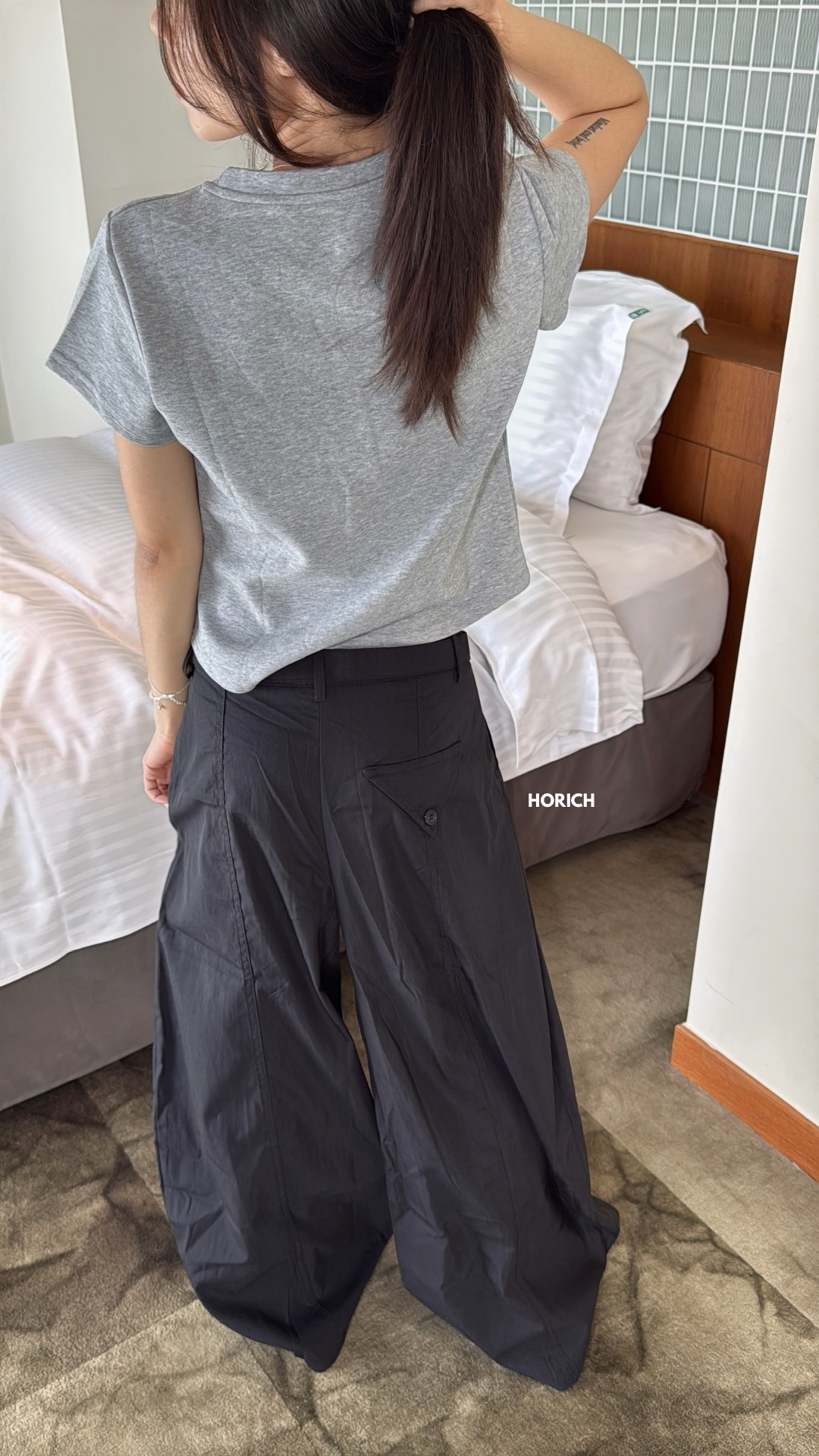 𝗝𝘂𝗻.𝟭𝟱/9195-1-三角扣腰帶闊腿褲(兩色)-S-L-黑