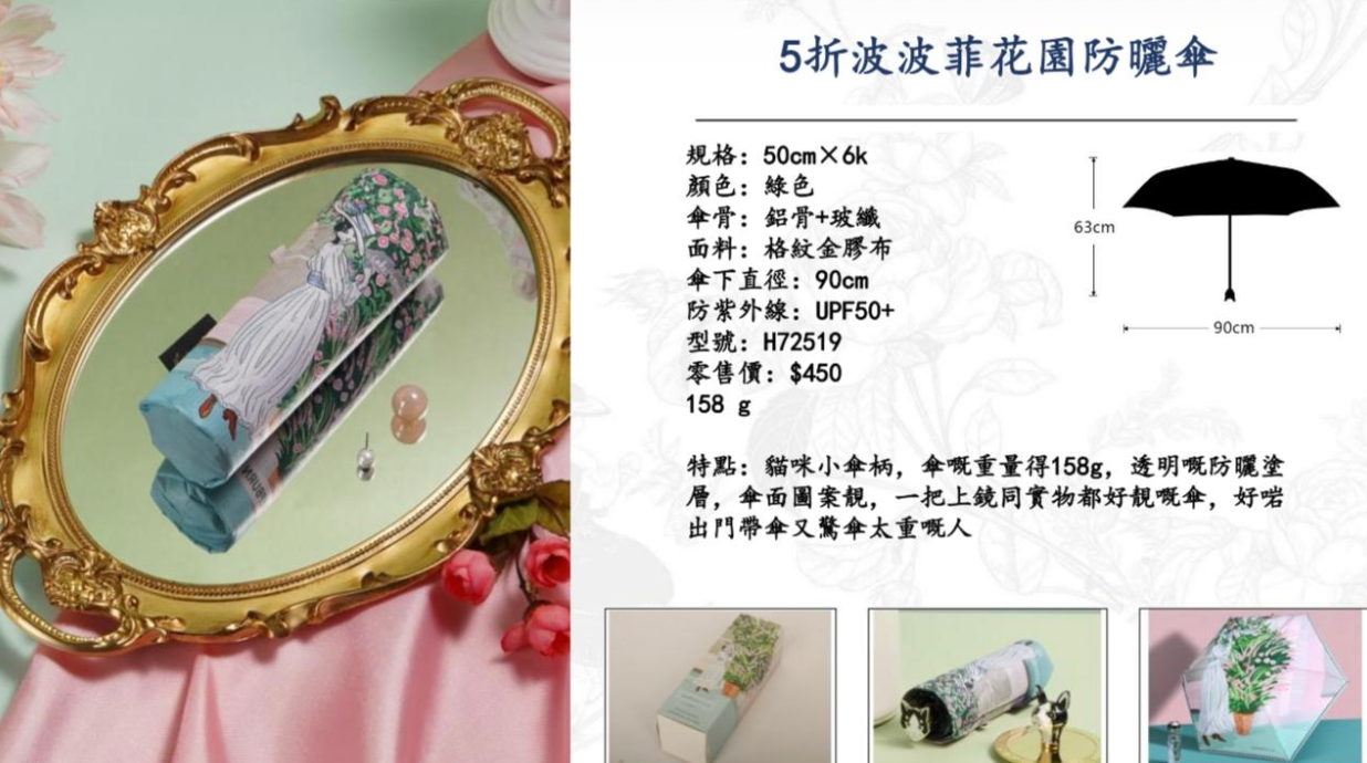 Hepburn Cat France H72519 5折波波菲花園防曬傘
