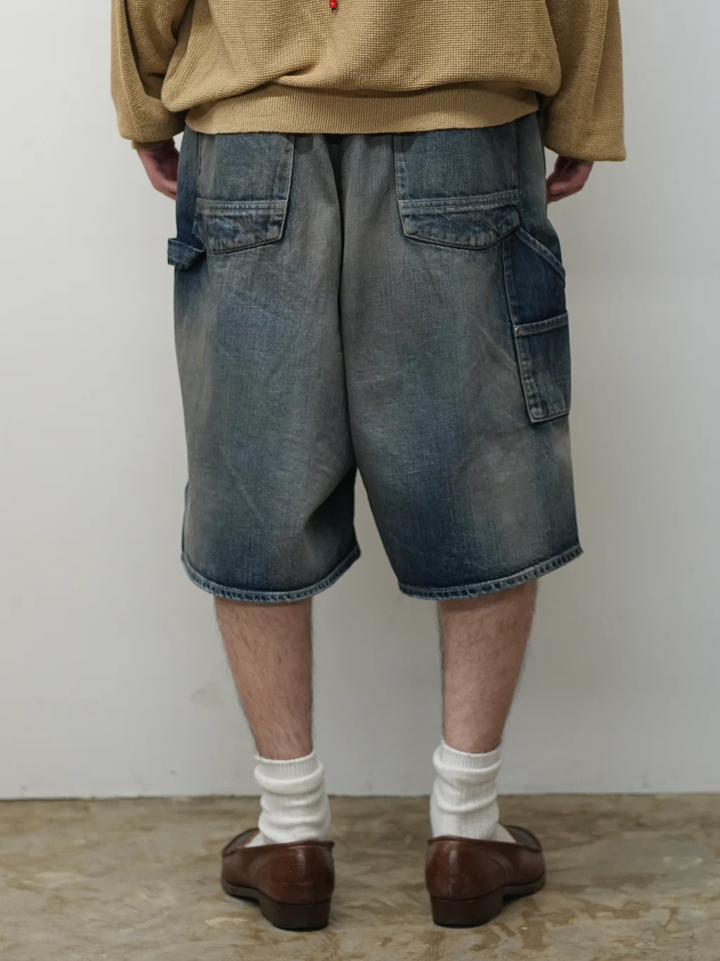 ANCELLM - DENIM PAINTER SHORTS / 2COLORS
