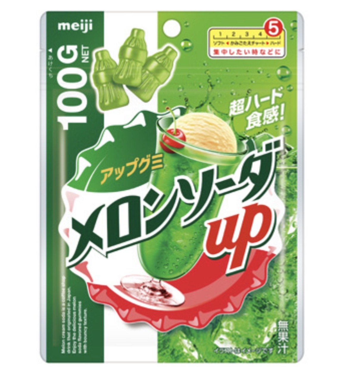 JP 大容量 超硬彈力5度 蜜瓜梳打味軟糖 100g 4502  TK260612