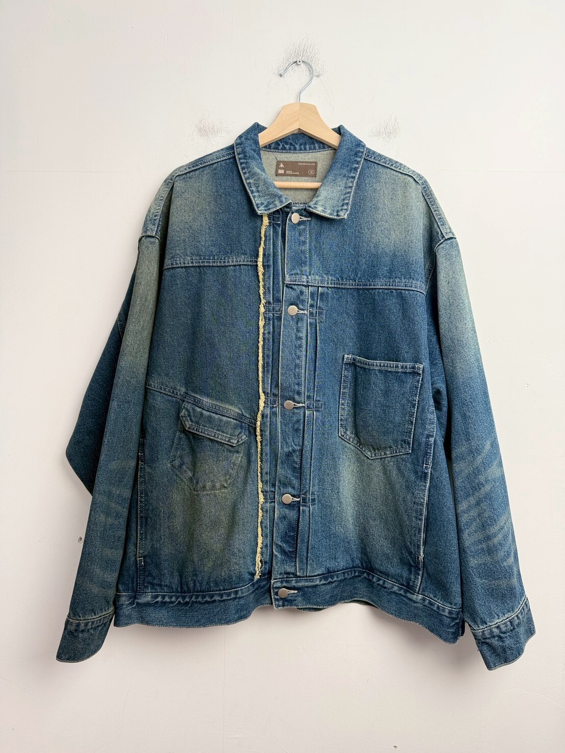 MELSIGN X mouggan 寬版鬚邊丹寧外套 SIZE M