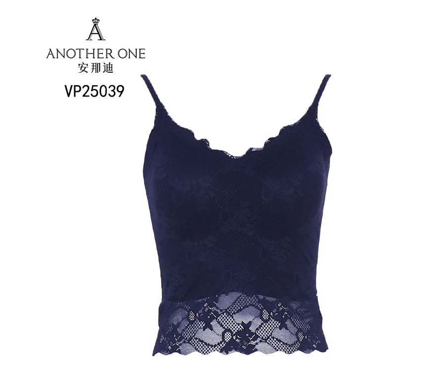 0612AT36-ANOTHERSZHK-APPAREL-法式提花蕾絲美背帶胸墊打底吊帶背心F碼（A36）