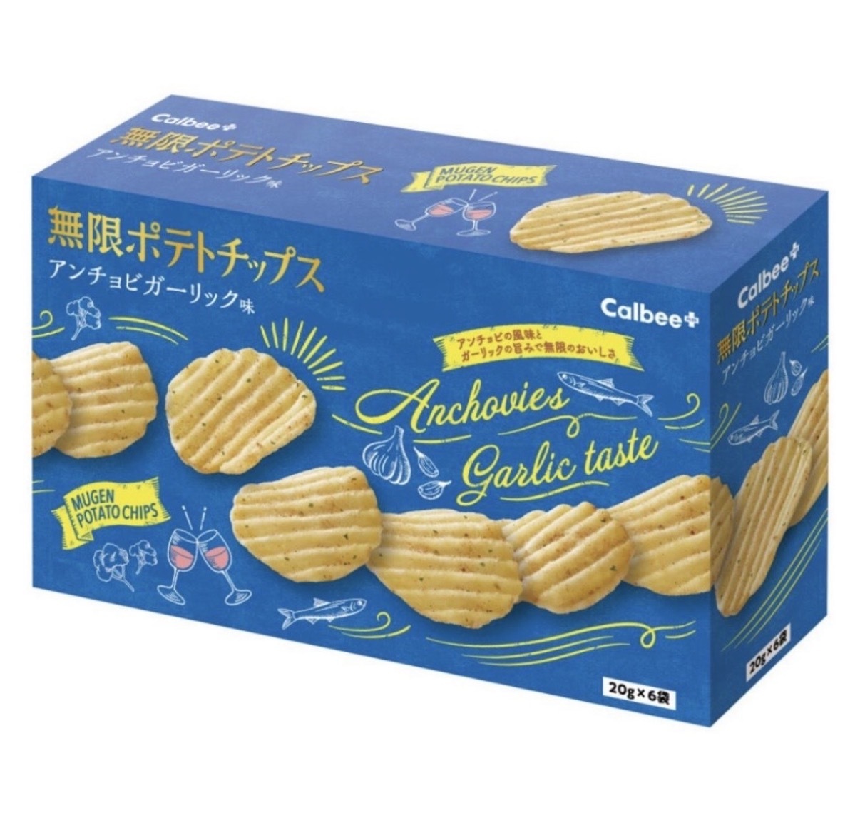 【長級好評】JP Calbee 限定 鳳尾魚大蒜風味薯片 6袋 6620 TK260612