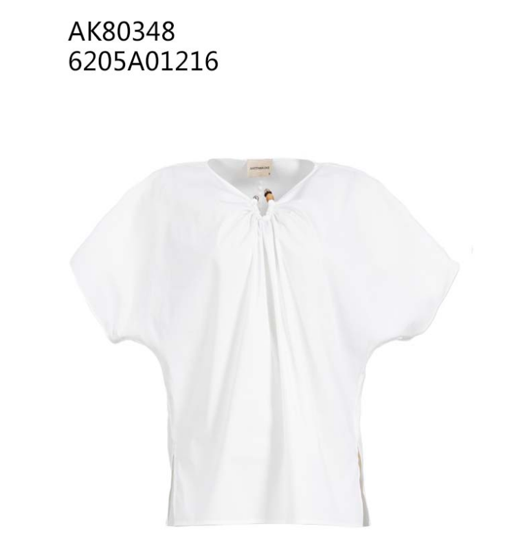 0612AT45-ANOTHERSZHK-APPAREL-法式慵懶風領口抽褶珠飾光澤感蝙蝠袖襯衫上衣（A-B45）