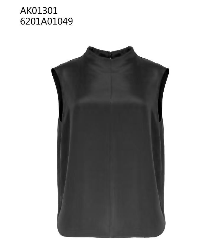 0612AT63-ANOTHERSZHK-APPAREL-法式極簡高端光澤感立領雙層真絲背心（A63）