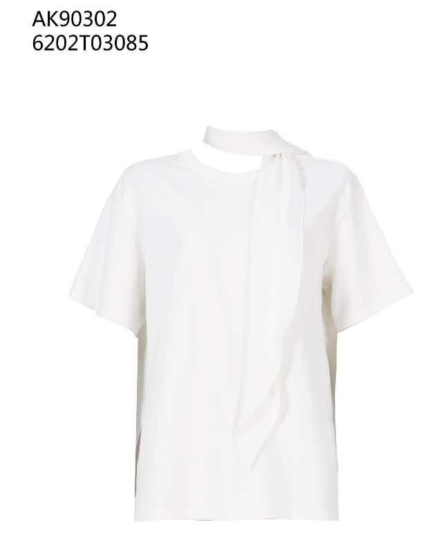 0612AT75-ANOTHERSZHK-APPAREL-法式極簡設計感掛脖繞頸圍巾飄帶寬鬆短袖 T 恤（A75）
