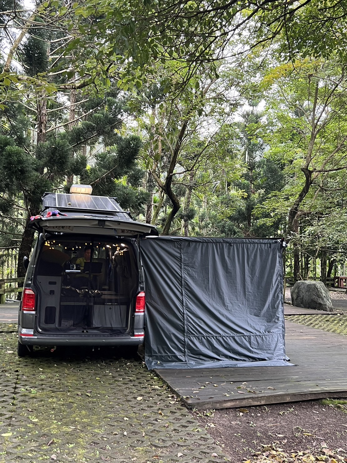 台灣OUTDOOR TRIBE -FIAMMA車邊帳邊布/活動客廳帳 (台灣製/5000耐水壓)-灰色布+環保透明膠版.