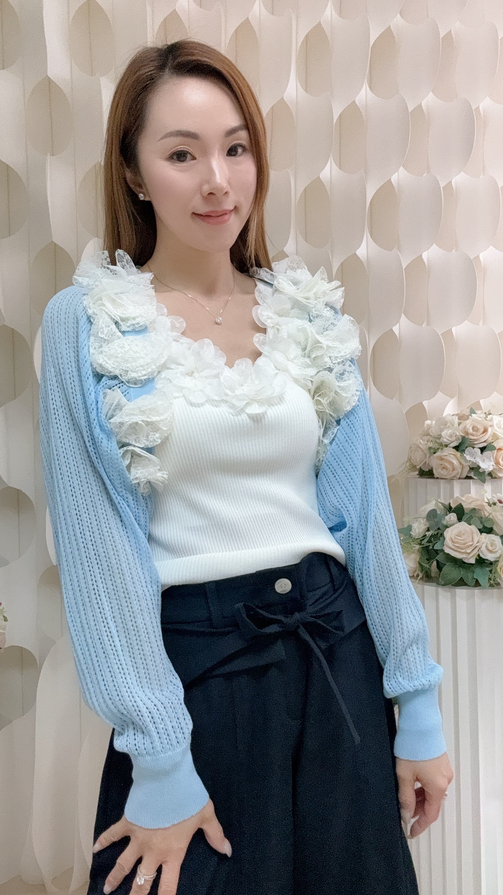 ruffle立體花花綫仔外套（無限 胸38 長14吋）LA16163 #1206clo