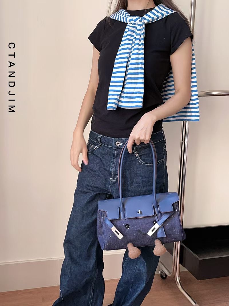 【Luxury】CTAND JIM 頭層牛皮 法棍包 手提肩背 長柄 小精靈腋下 hobo 包 單肩包 手提包 手袋 JELLYCAT造型翻玩包 喜瑪拉雅包