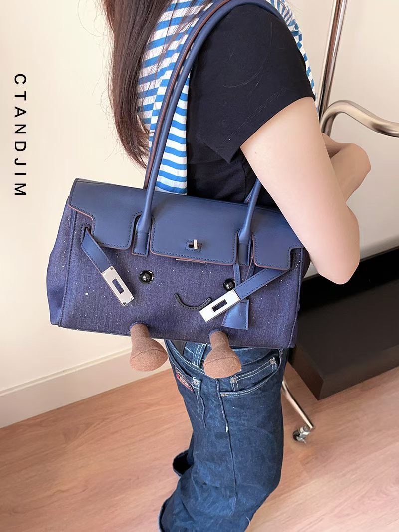 【Luxury】CTAND JIM 頭層牛皮 法棍包 手提肩背 長柄 小精靈腋下 hobo 包 單肩包 手提包 手袋 JELLYCAT造型翻玩包 喜瑪拉雅包