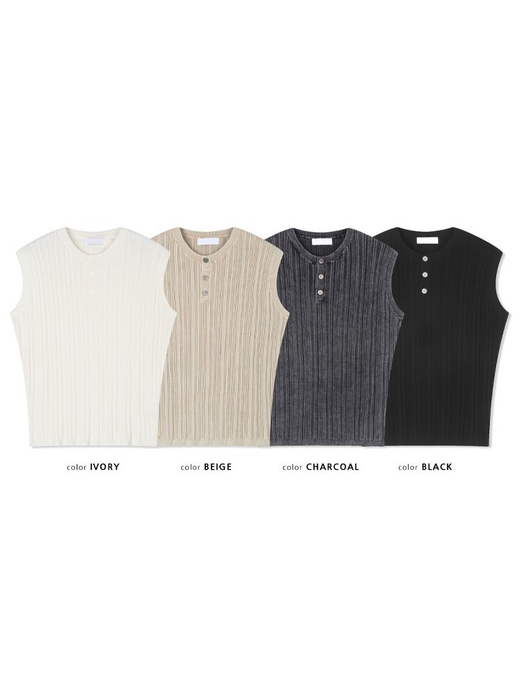 Crack Pigment Henley Neck Sleeveless