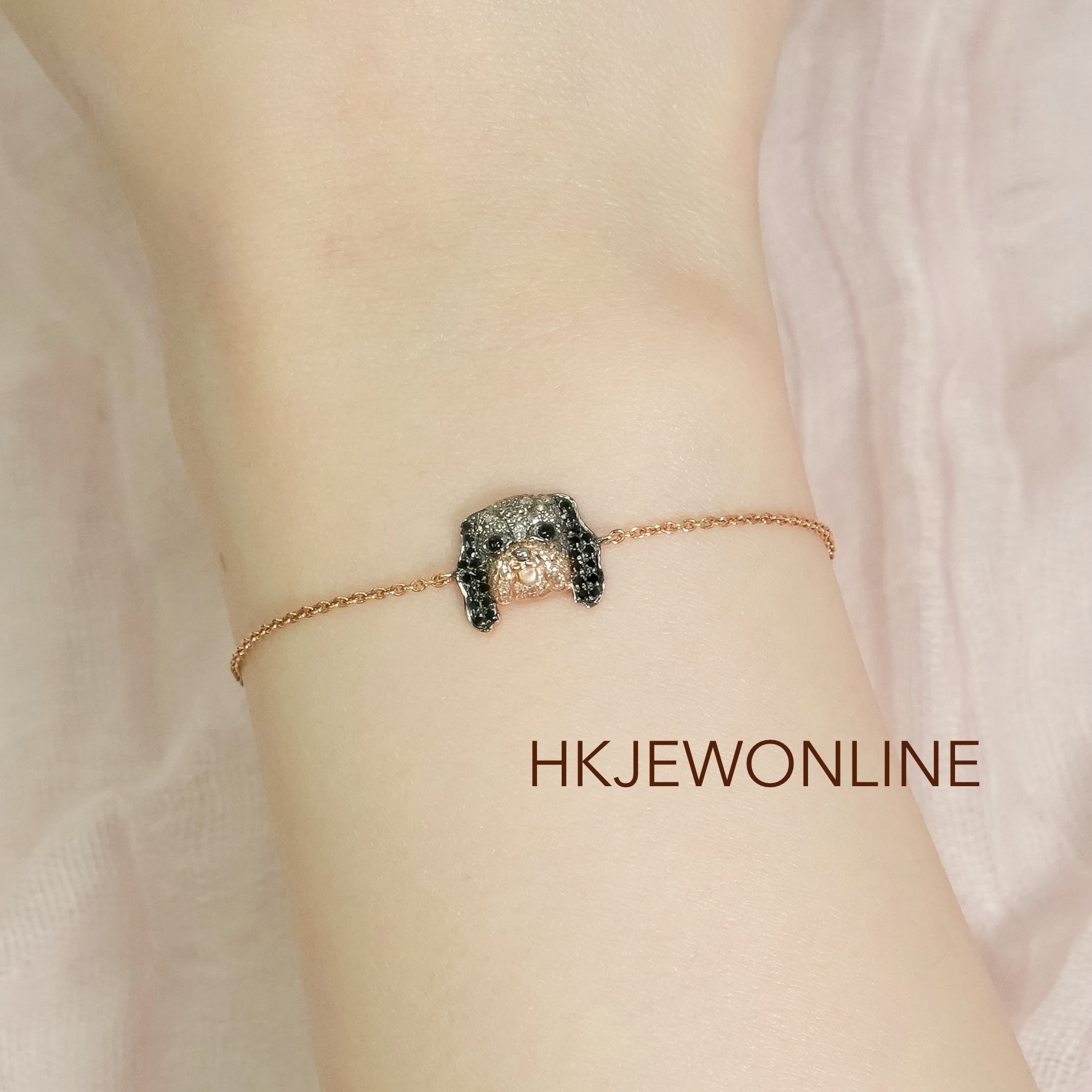 18K Rose Gold Diamond Cavalier King Charles Spaniel Bracelet