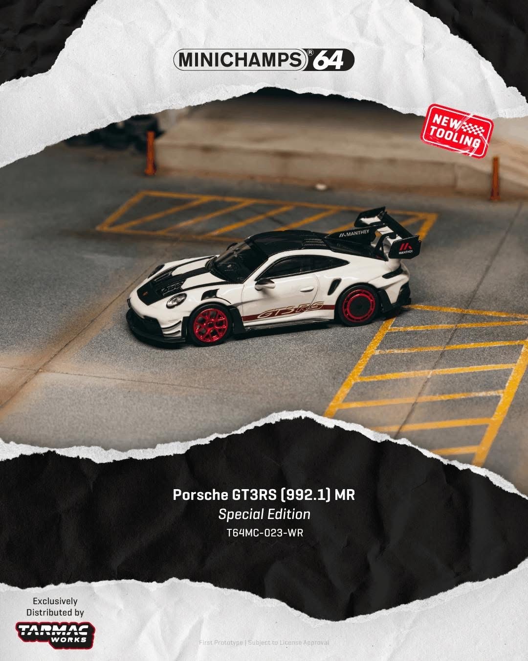 預訂PreOrder- Tarmac Works Porsche GT3RS (992.2) MR White Red Tarmac Special Edition