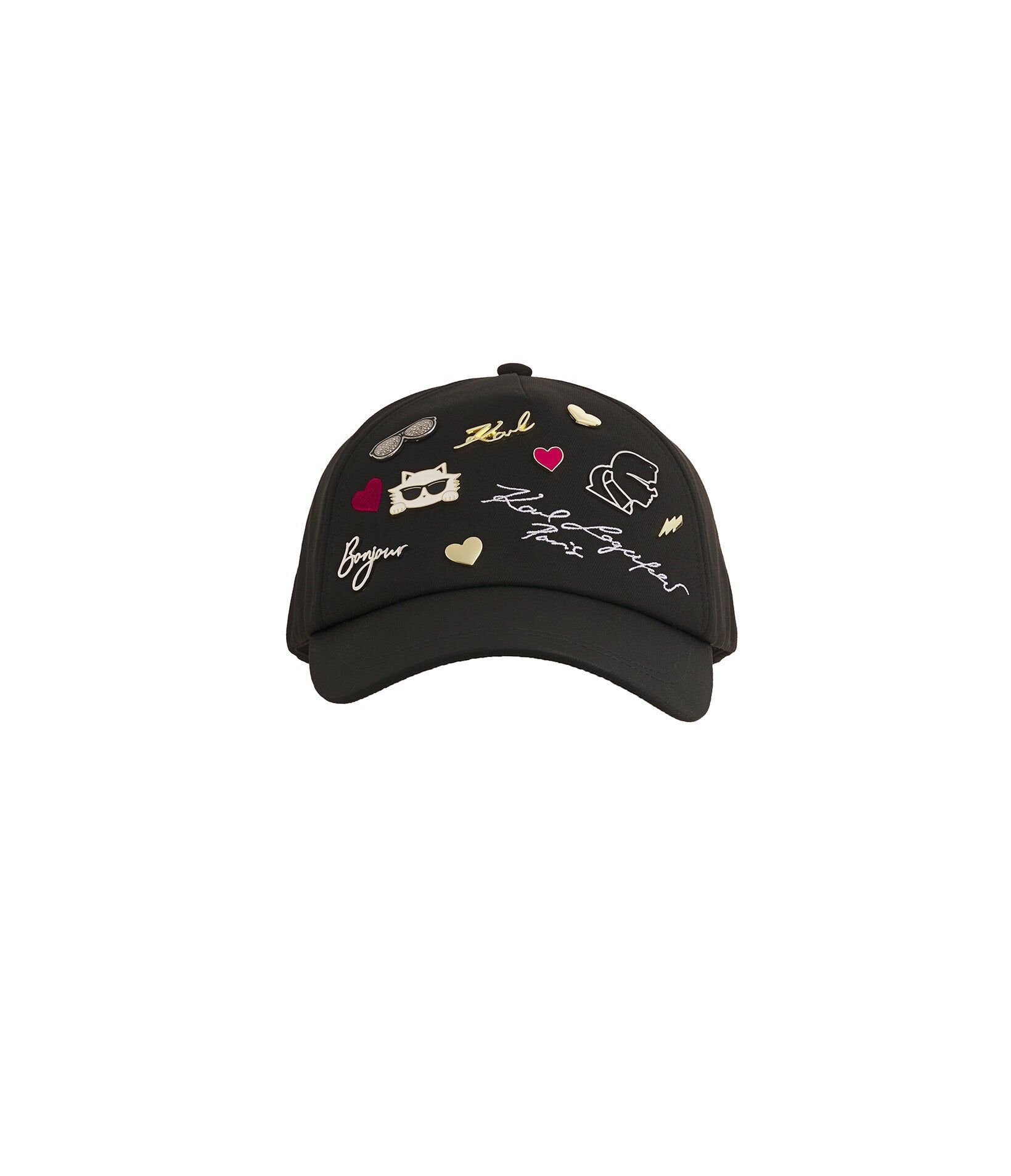 【Karl Lagerfeld Outlet】貓咪鐵標棒球帽 L4WH7608  黑