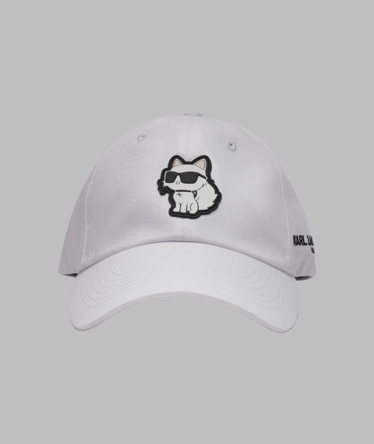 【Karl Lagerfeld Outlet】橡膠貓咪小圖棒球帽 L5WH7944  白
