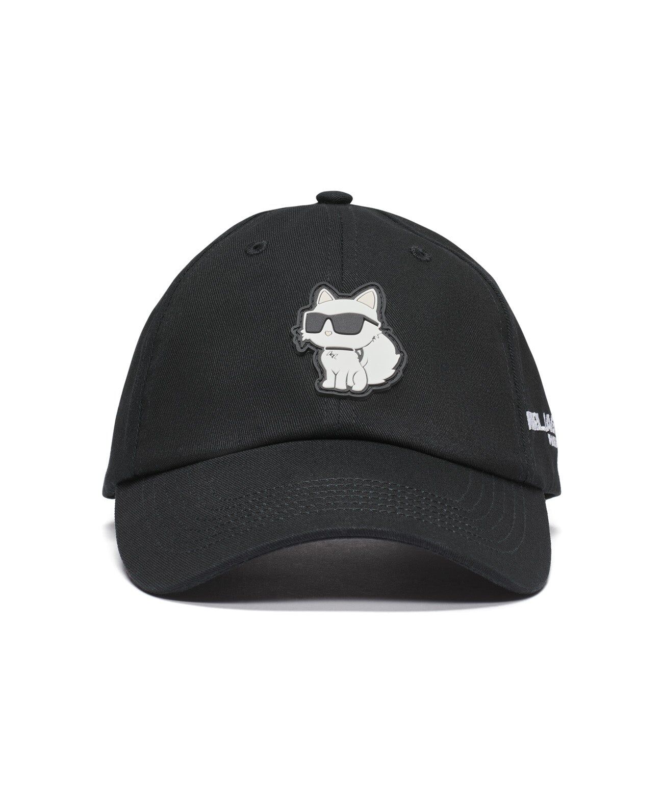 【Karl Lagerfeld Outlet】橡膠貓咪小圖棒球帽 L5WH7944  黑