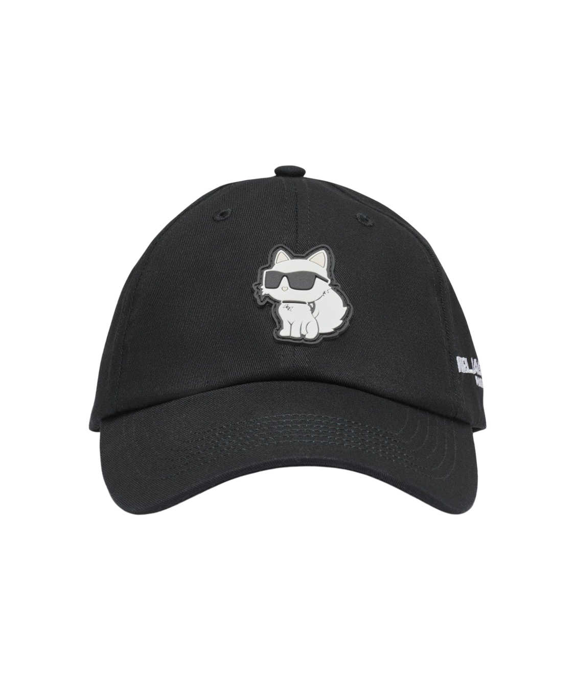 【Karl Lagerfeld Outlet】橡膠貓咪小圖棒球帽 L5WH7944  黑