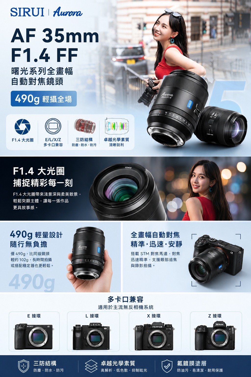 SIRUI 思銳 AURORA 35mm F1.4 FF AF 廣角鏡頭｜Fujifilm X 專用高畫質定焦
