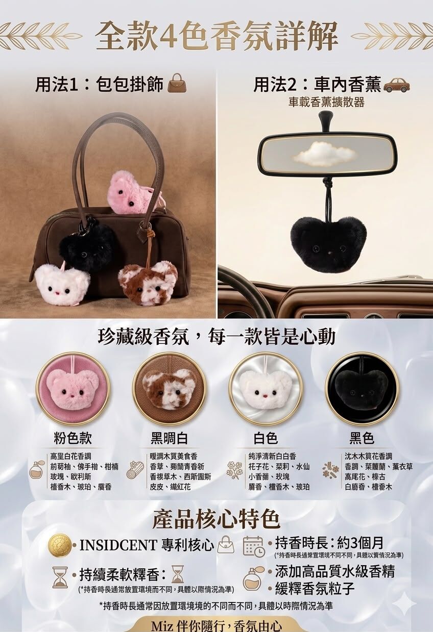 UC60  Surround萌趣毛絨掛香(小號 ) 買兩件Surround(細SIZE) 送多功能口袋刷一件 (限量100)