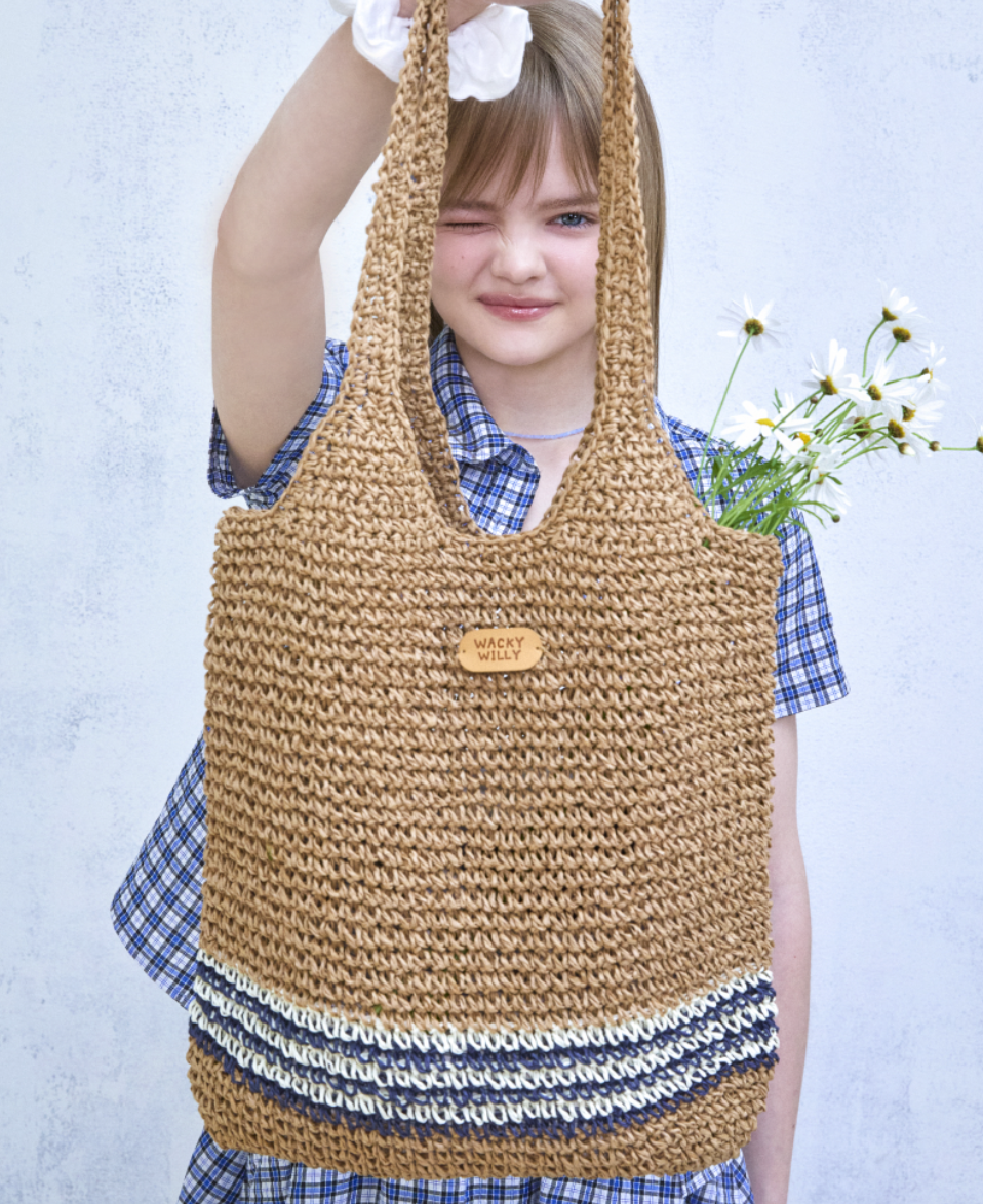 【Wacky Willy】Women's Rattan Tote Bag - Beige