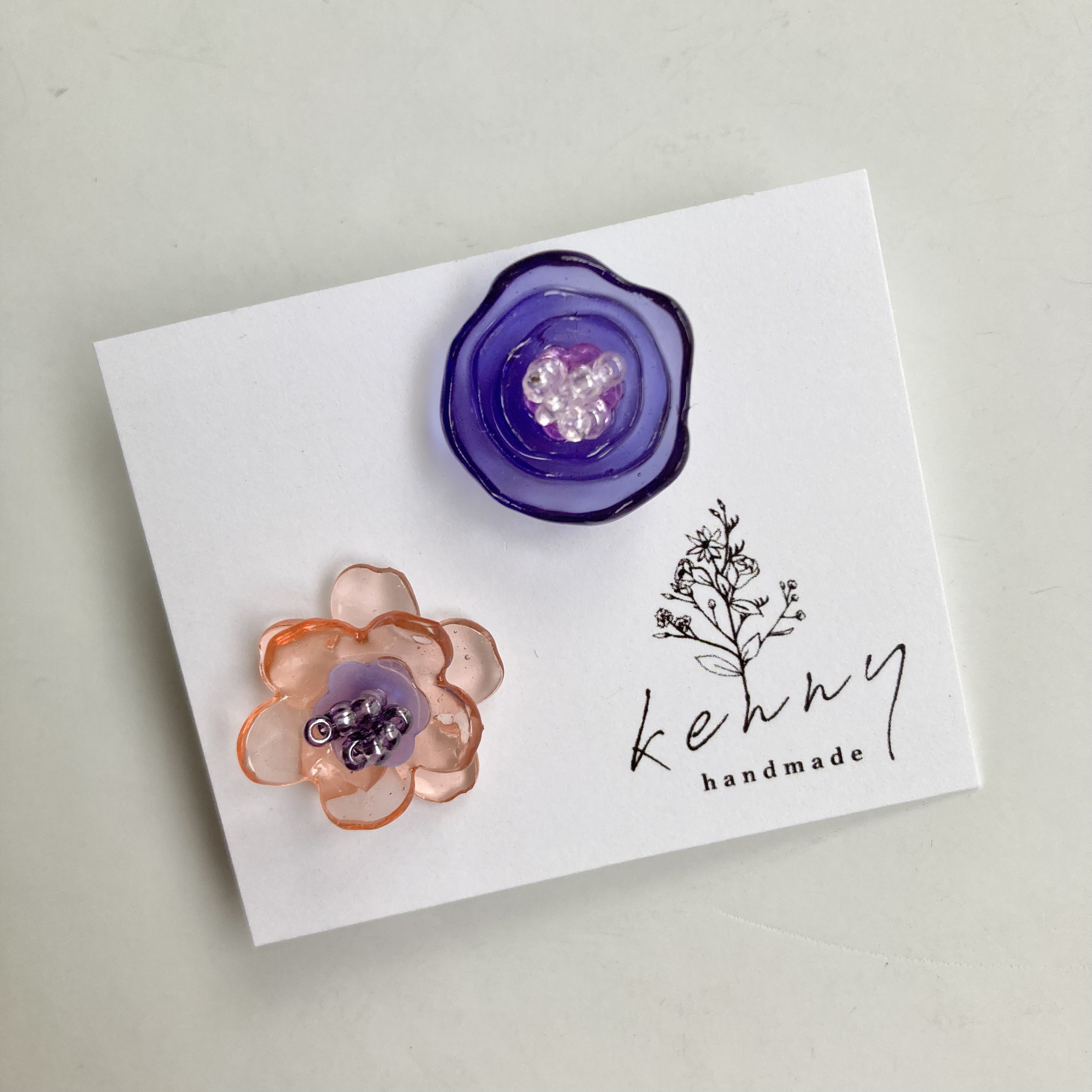 [kenny handmade] 小花日和耳環 | 粉藍 | 耳針 | NO.022