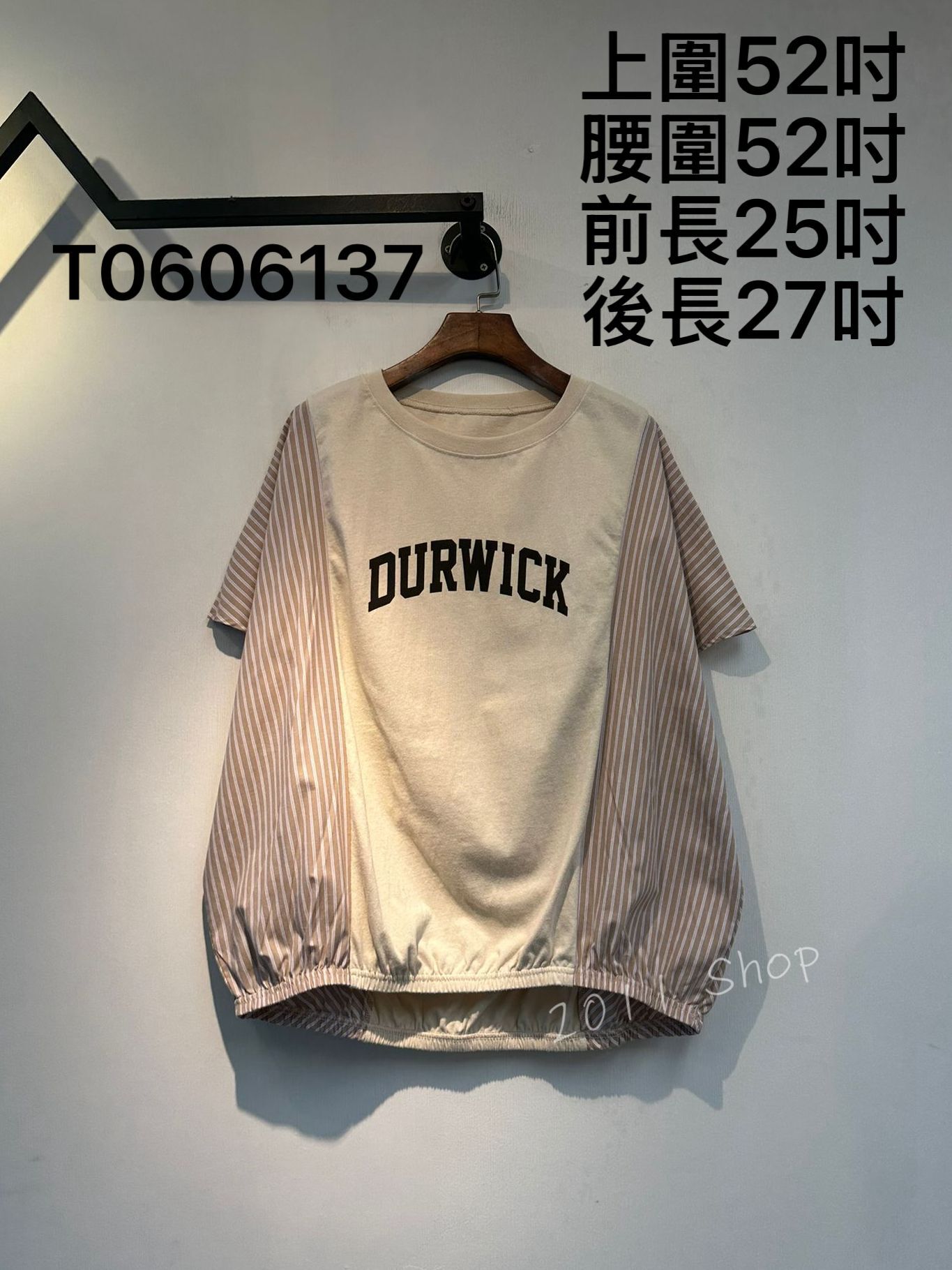 出口日本條紋英文字拼布TOP  上圍52吋 腰圍52吋 前長25吋 後長27吋  T0606137