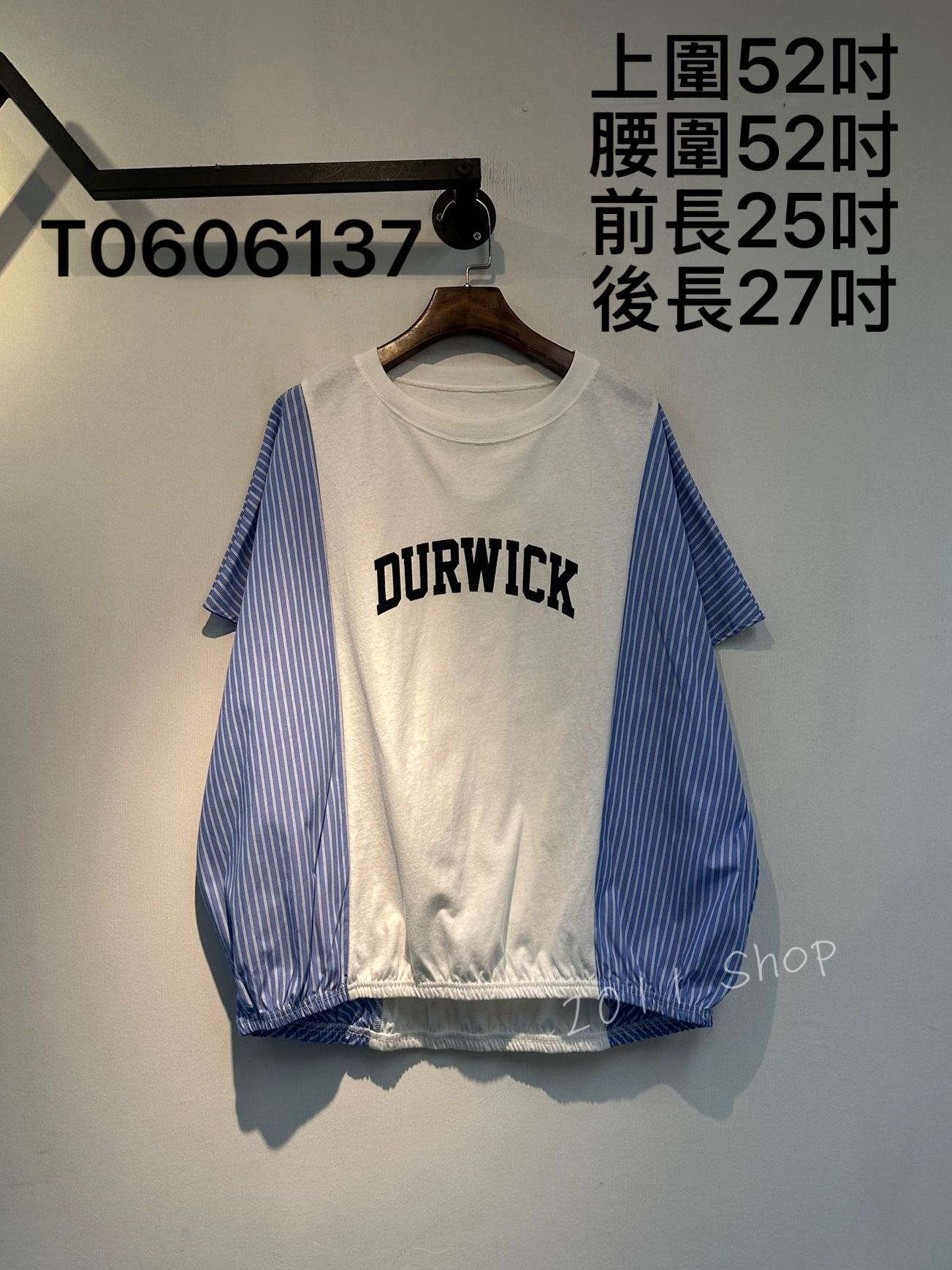 出口日本條紋英文字拼布TOP  上圍52吋 腰圍52吋 前長25吋 後長27吋  T0606137