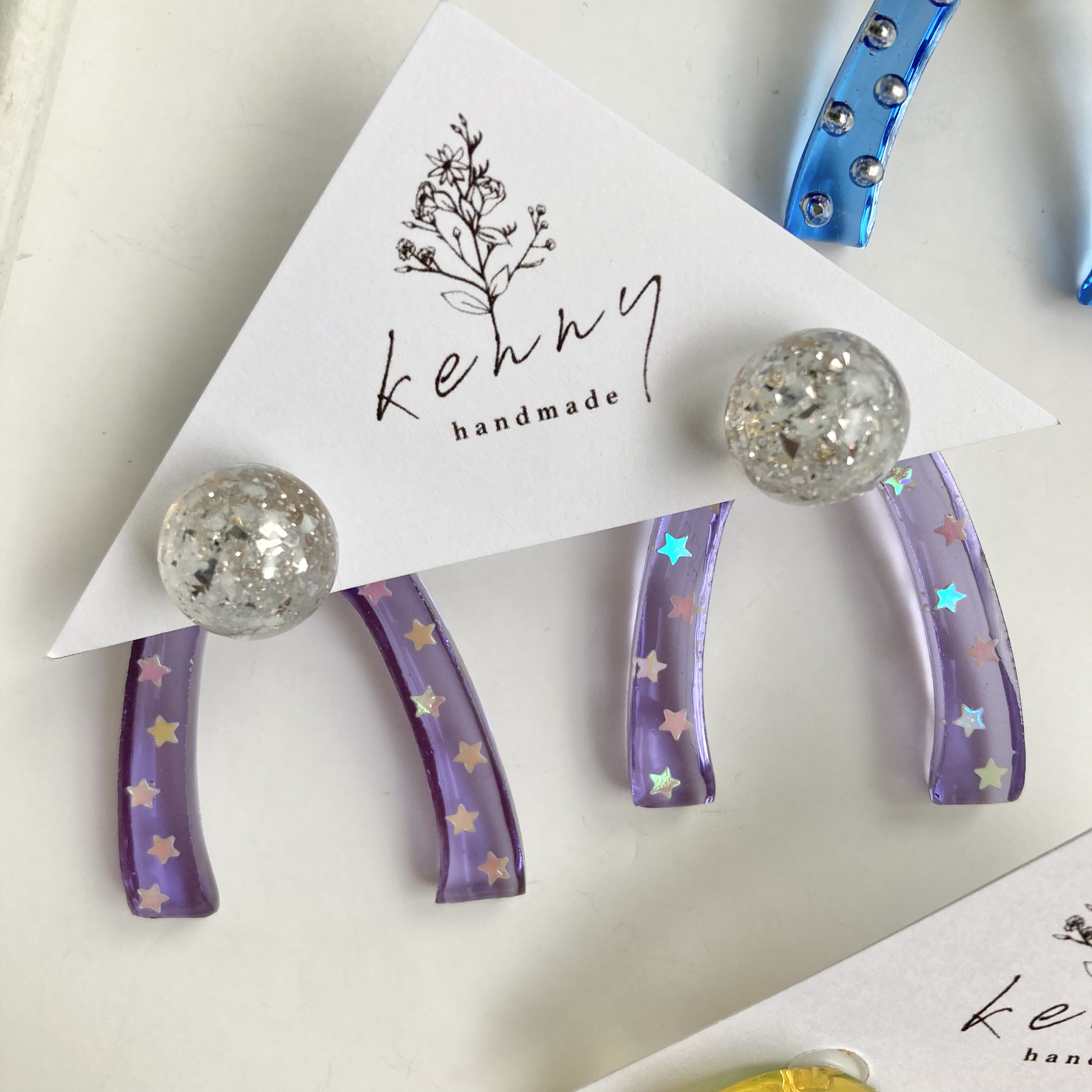 [kenny handmade] 琥珀糖耳環 | 紫 | 耳針 | NO.036