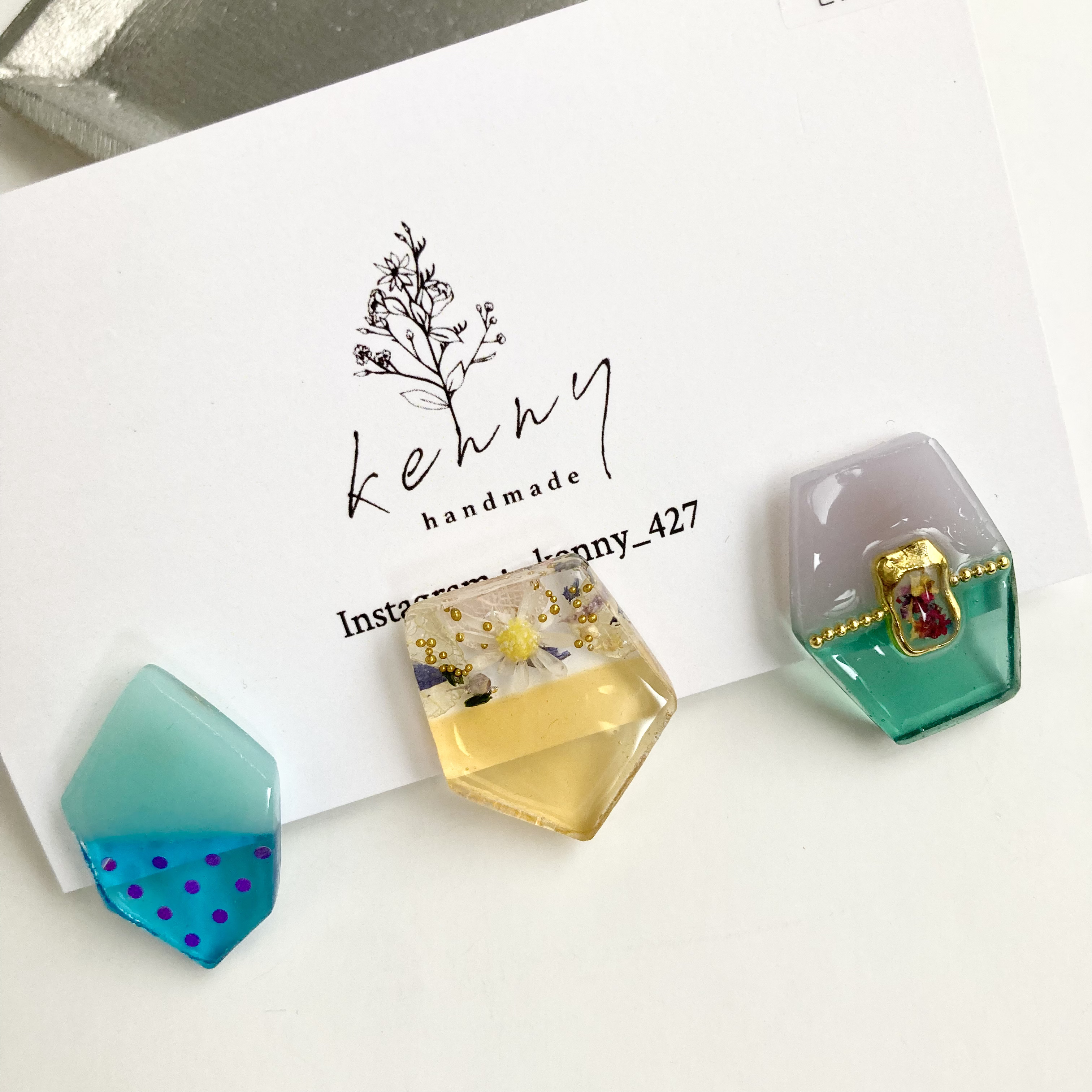 [kenny handmade] 花語耳環 | 藍 | 耳針 | NO.070