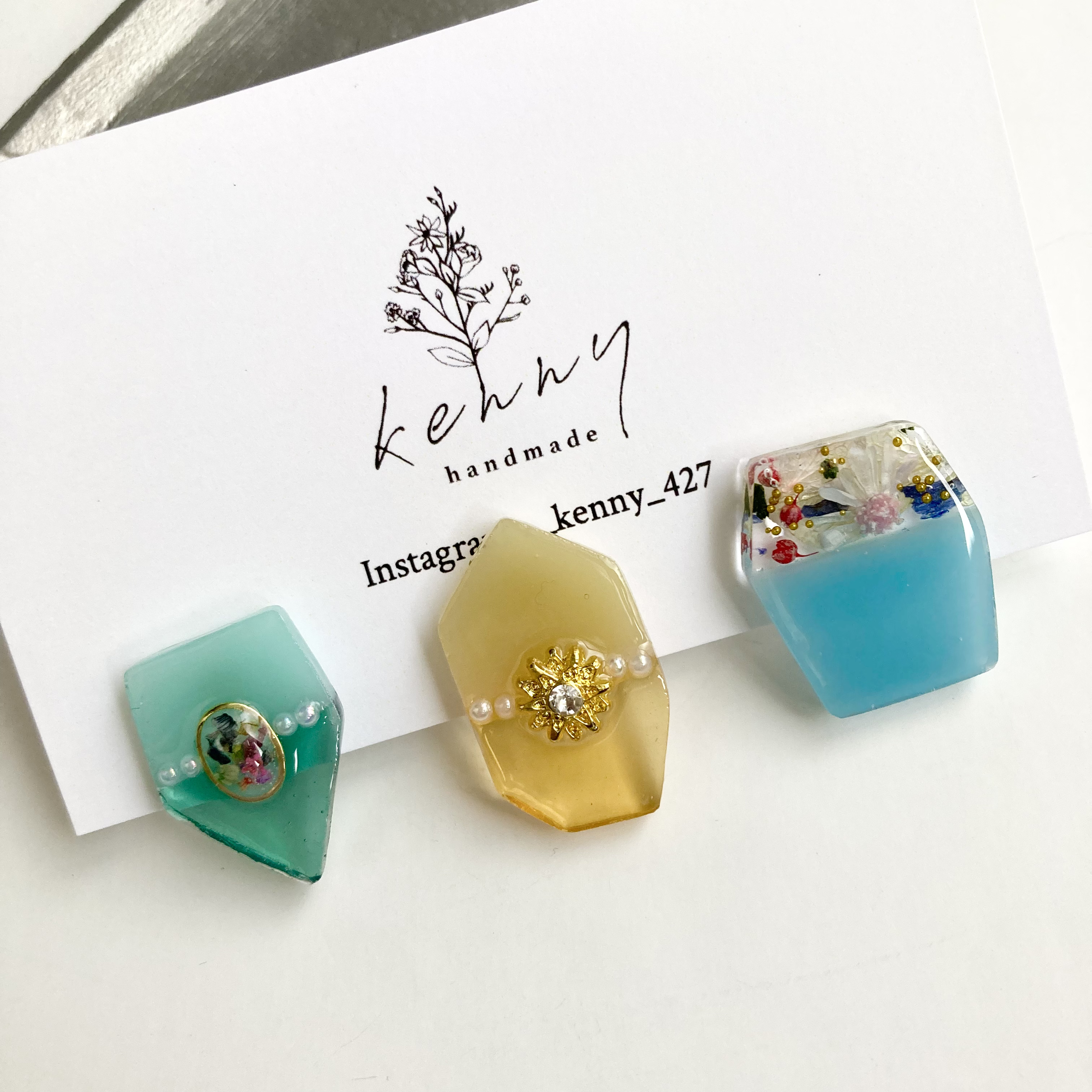 [kenny handmade] 花語耳環 | 綠 | 耳針 | NO.072