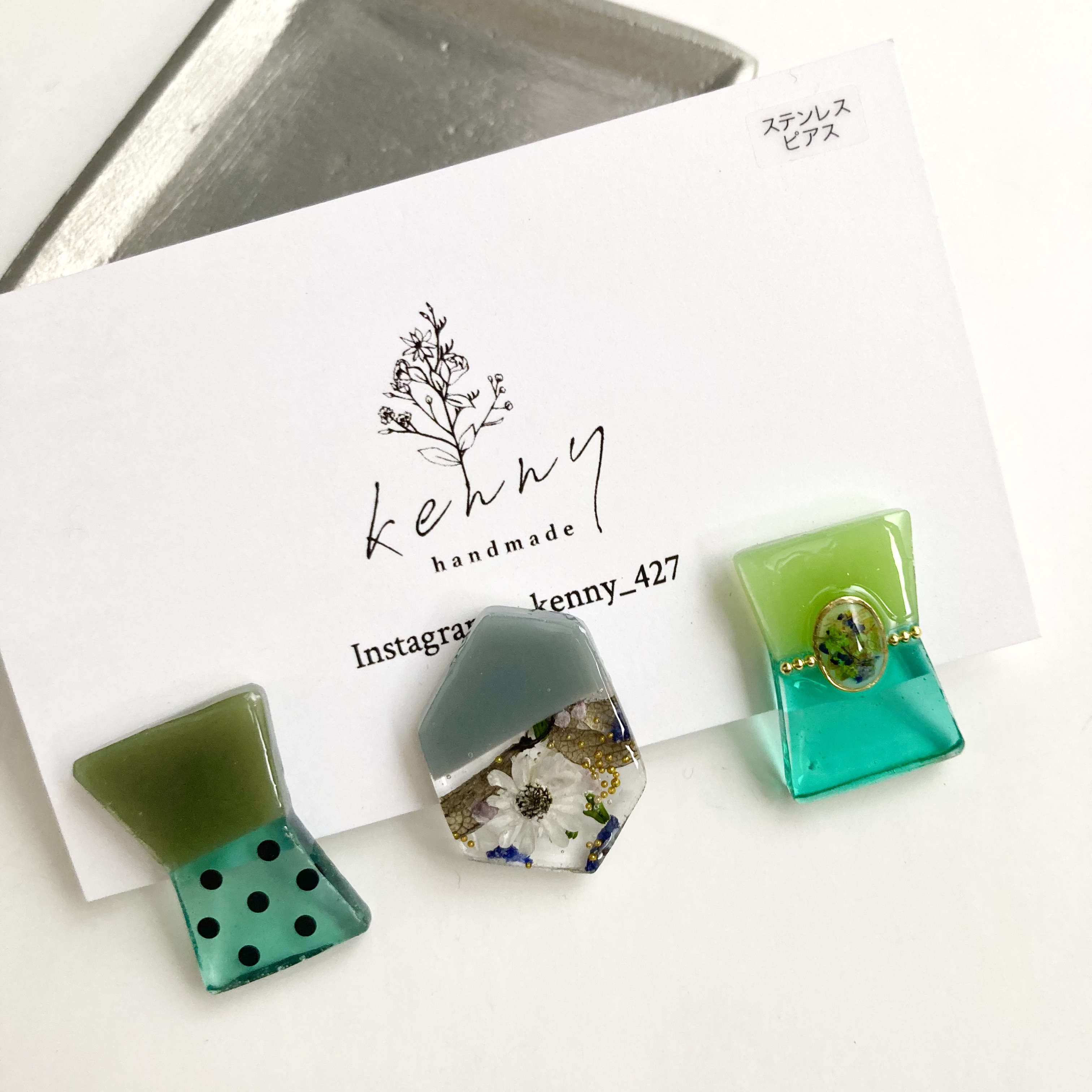 [kenny handmade] 花語耳環 | 綠 | 耳針 | NO.073