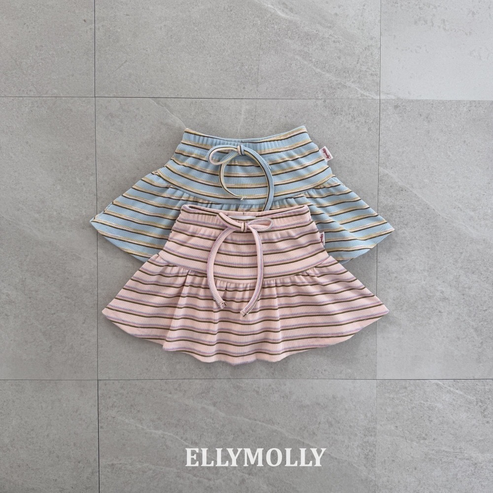 Ellymolly 天空條紋荷葉邊裙 / 2色