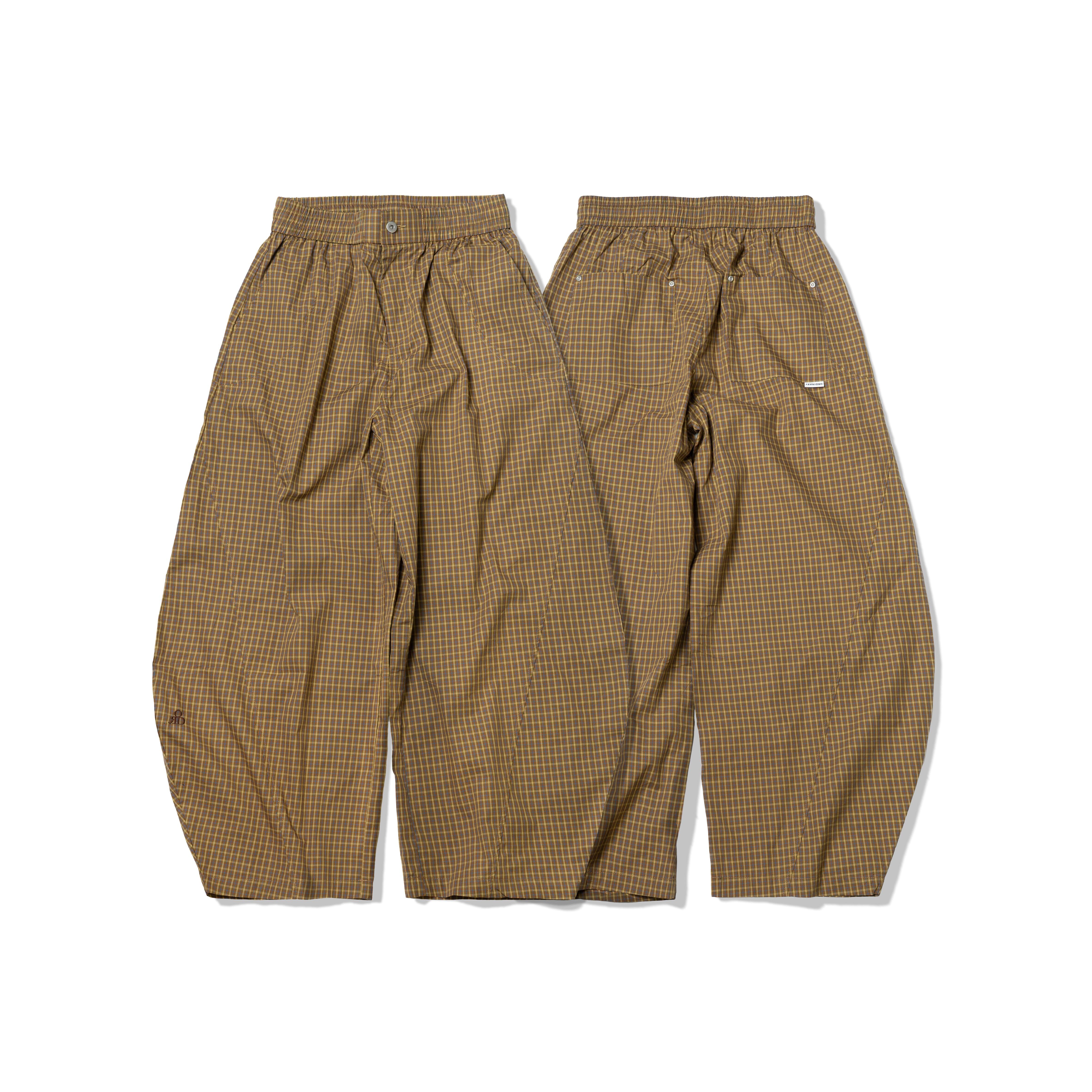 【車庫服飾】ORDINARY CURVED KNIFE PLAID PANT / 鬆緊彎刀格紋長褲