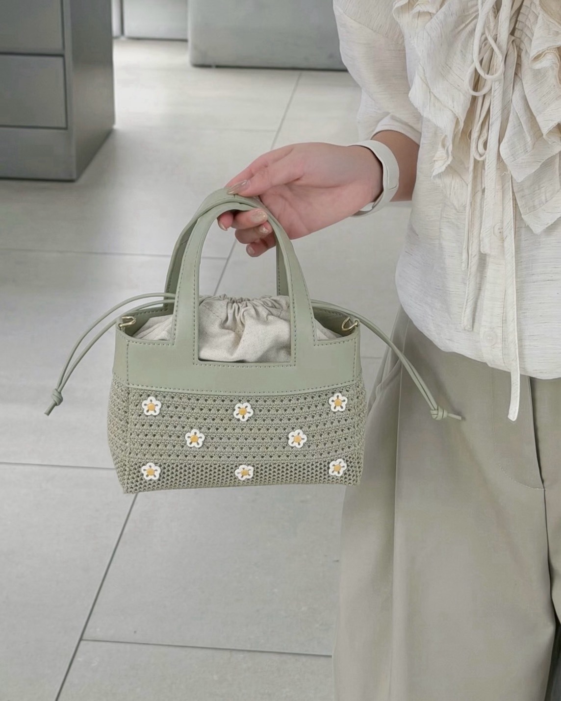 Charles ＆ Keith 小CK Ida 編織 針織 束口 小方包 托特包 2色