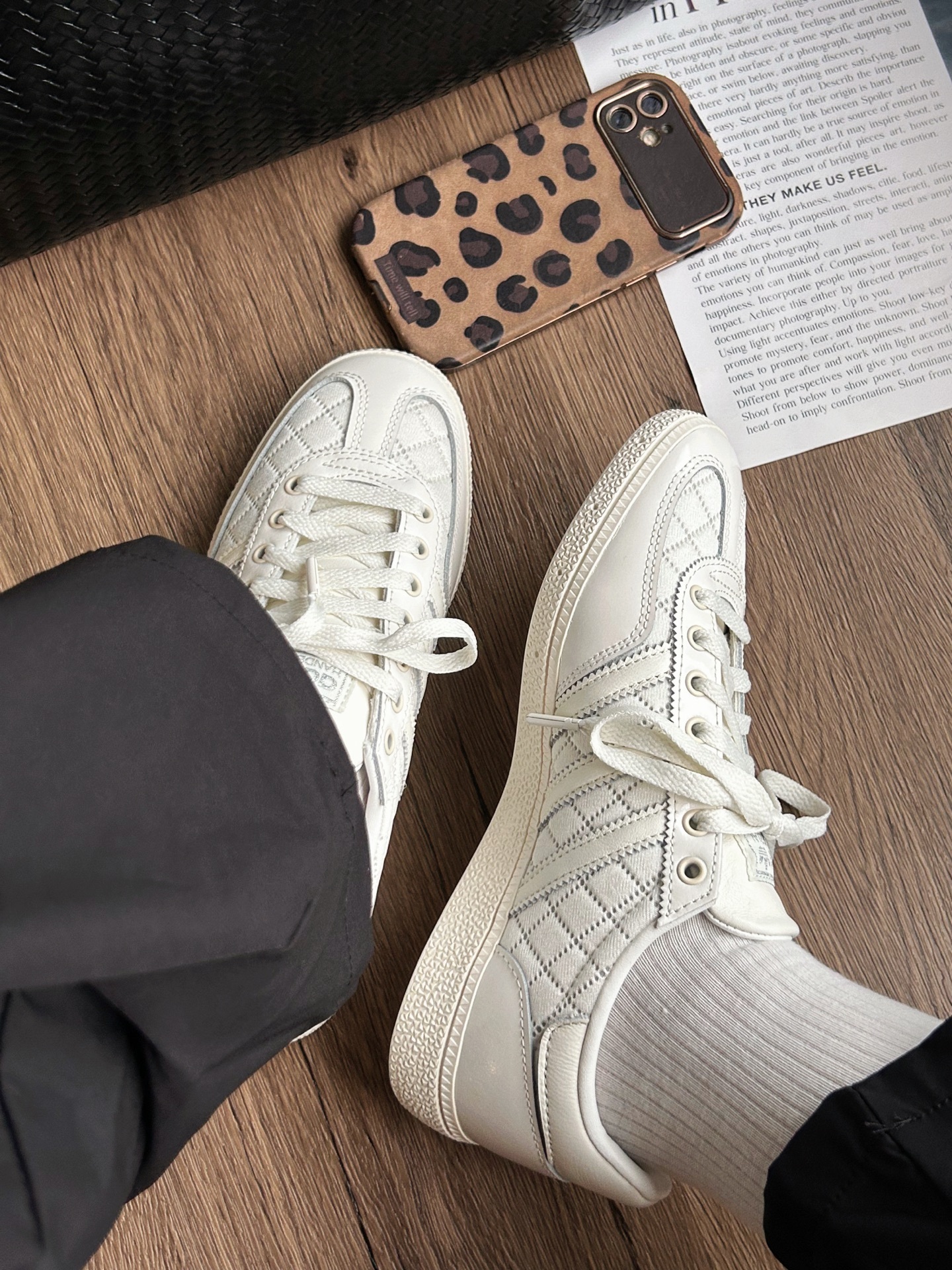 ADIDAS HANDBALL SPEZIAL 小 香風 菱格紋 漆皮 拼接 白色 小白鞋 男女鞋 KJ0854 / 現貨