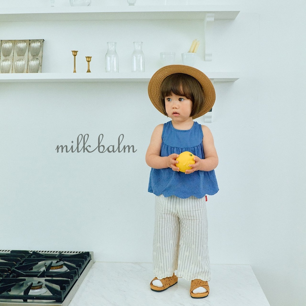 正韓夏milkbalm 小童兩色清新文藝感花邊褲