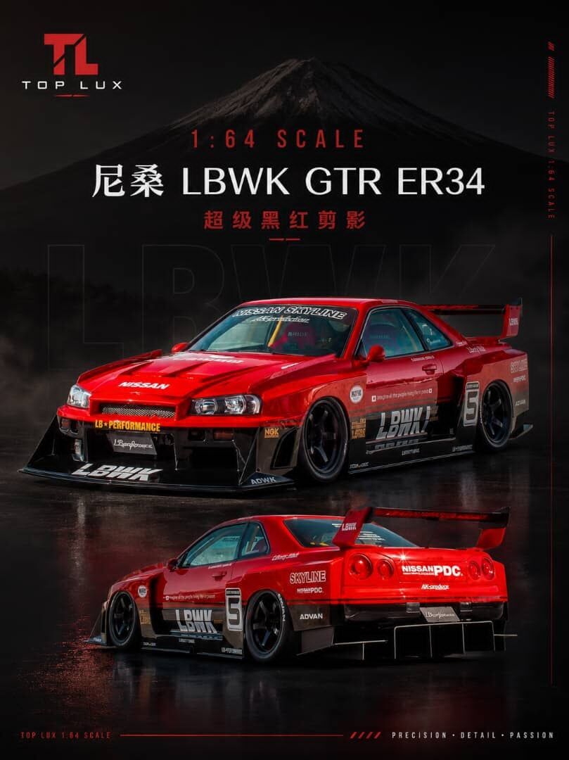 預訂:1/64 Top Lux x Star Race Nissan GTR ER34 Red #5 (TL-ER34-01 )