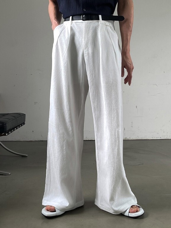 Seersucker Pintuck Wide Pants