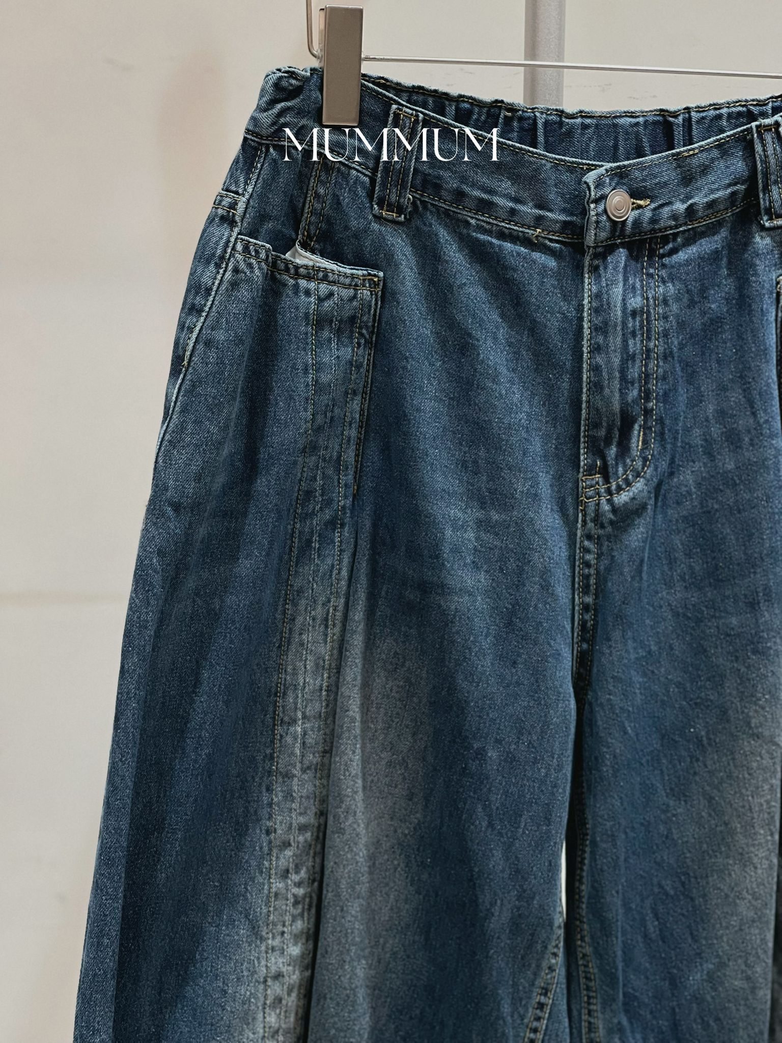 03763a/水洗分線闊腿牛仔褲 30-34/48/32