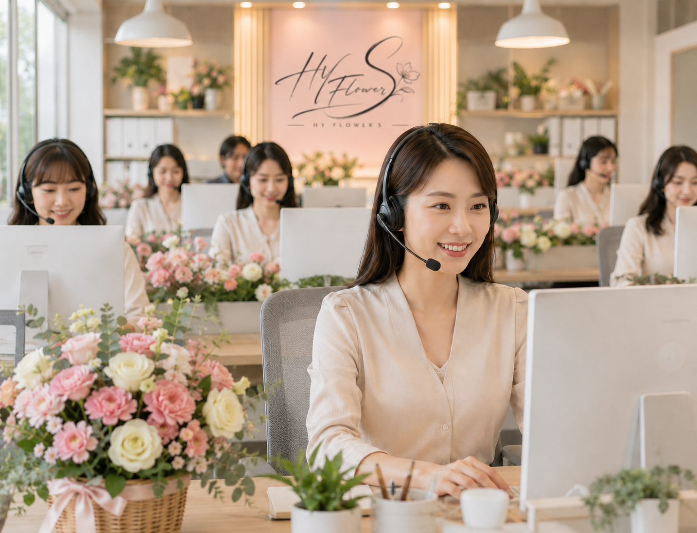 hyflowers 客服優勢：全人工客服團隊辦公時間內 3 分鐘內火速回覆
