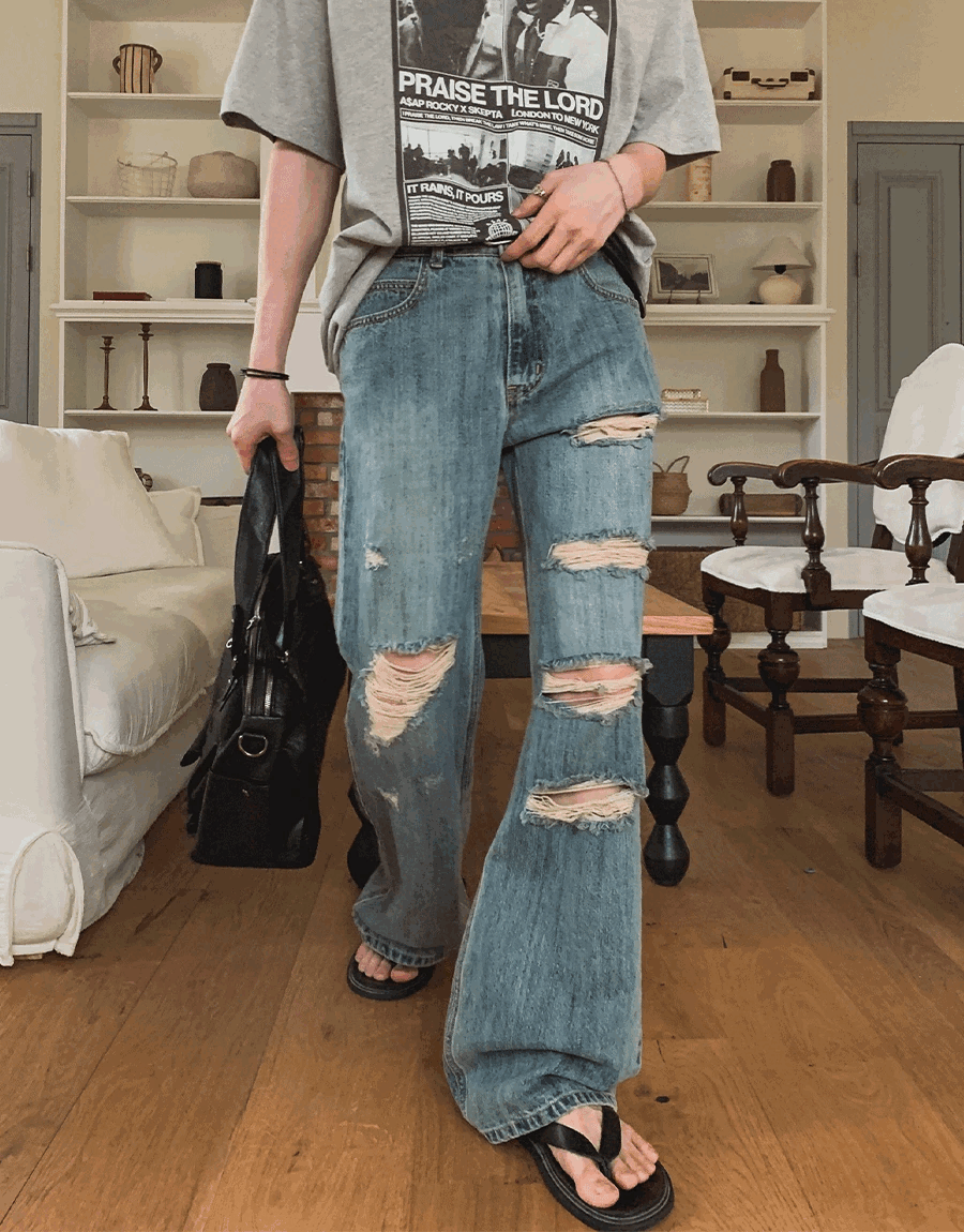 Weiss ripped flared jeans, bootcut jeans