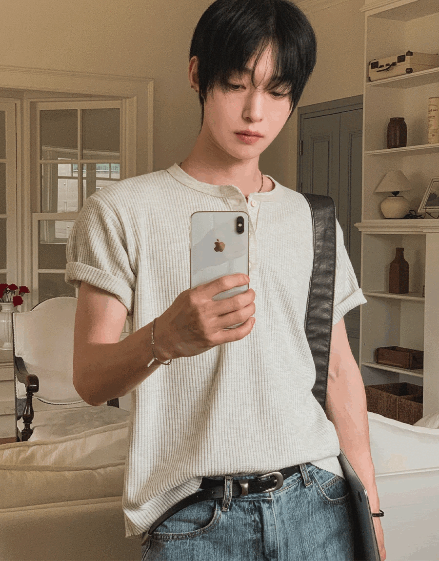 Modern Waffle Henley Short Sleeve Tee