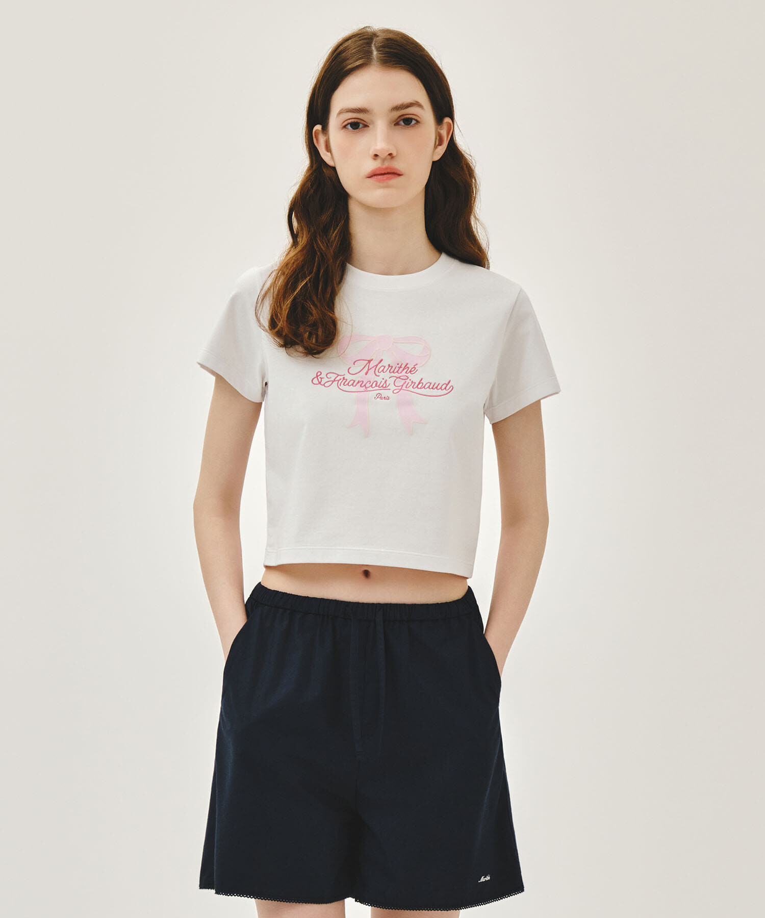 【MFG】W SORONA COOL RIBBON GRAPHIC CROP TEE  (2 Colors)