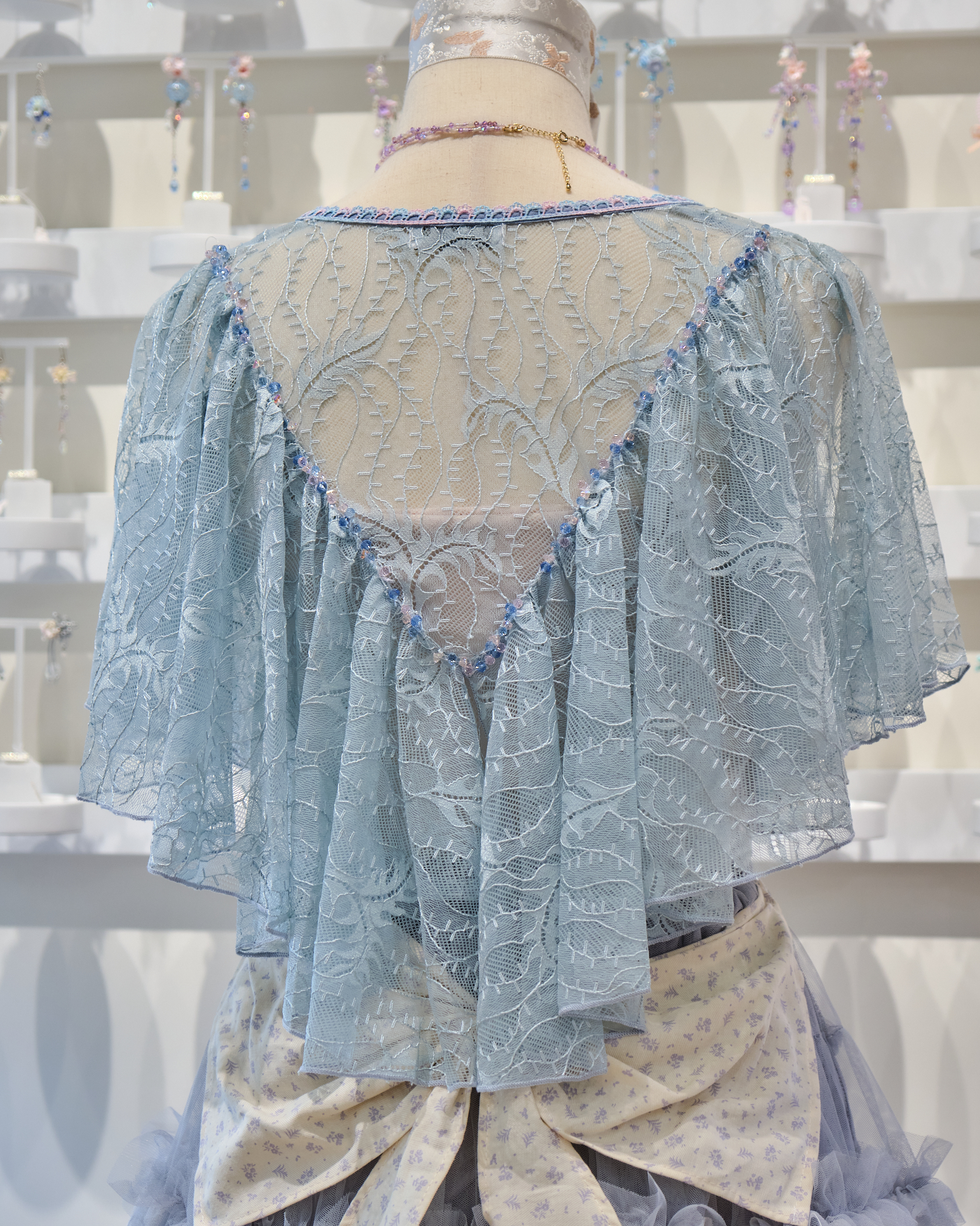 13705 Lace Ruffles Bow Cardigan