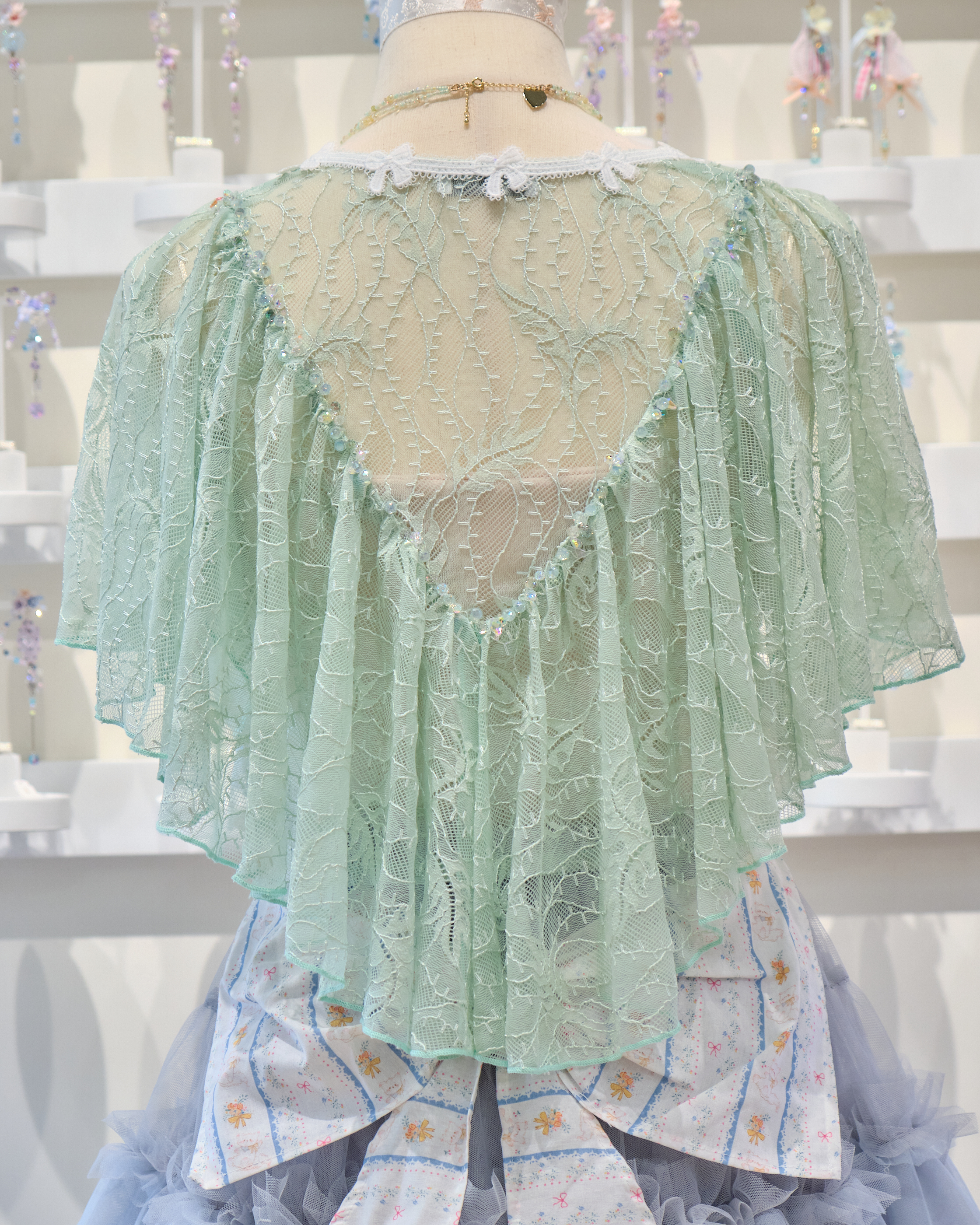 13704 Lace Ruffles Bow Cardigan