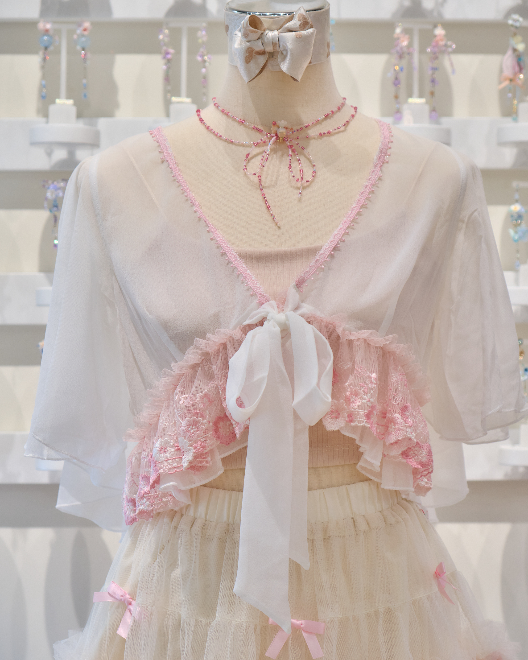 13702 Lace Ruffles Bow Cardigan